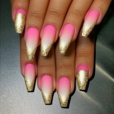 Ombre nails gold and pink Posh and cute